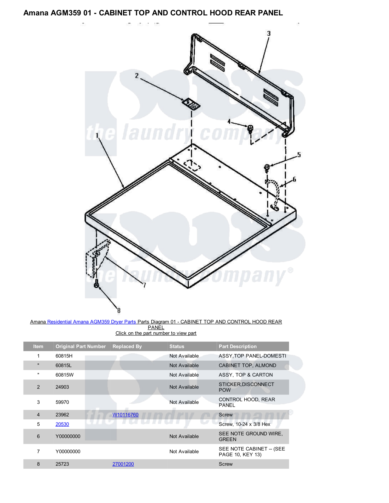 Amana AGM359 Parts Diagram