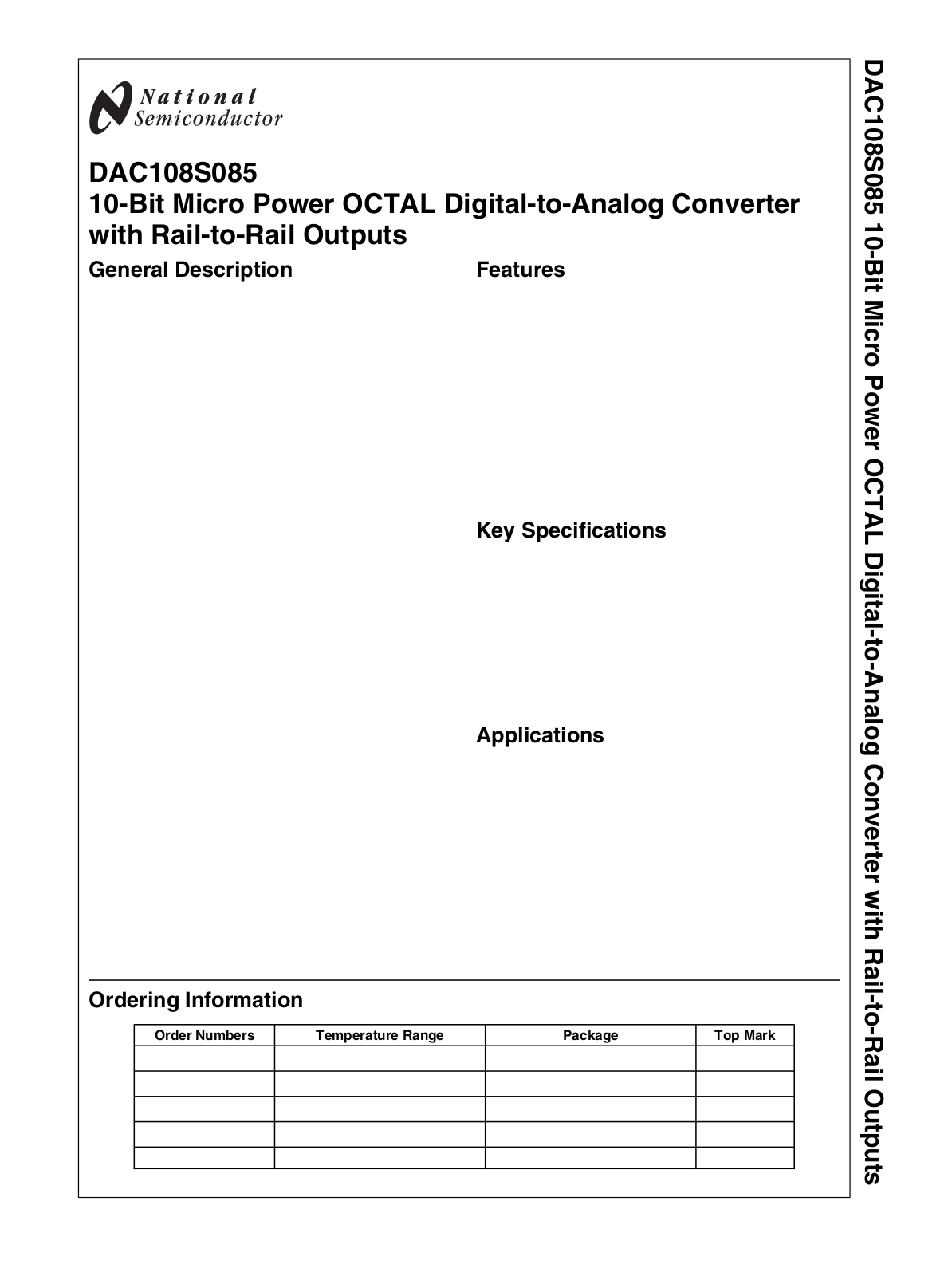 National Semiconductor DAC108S085 Technical data