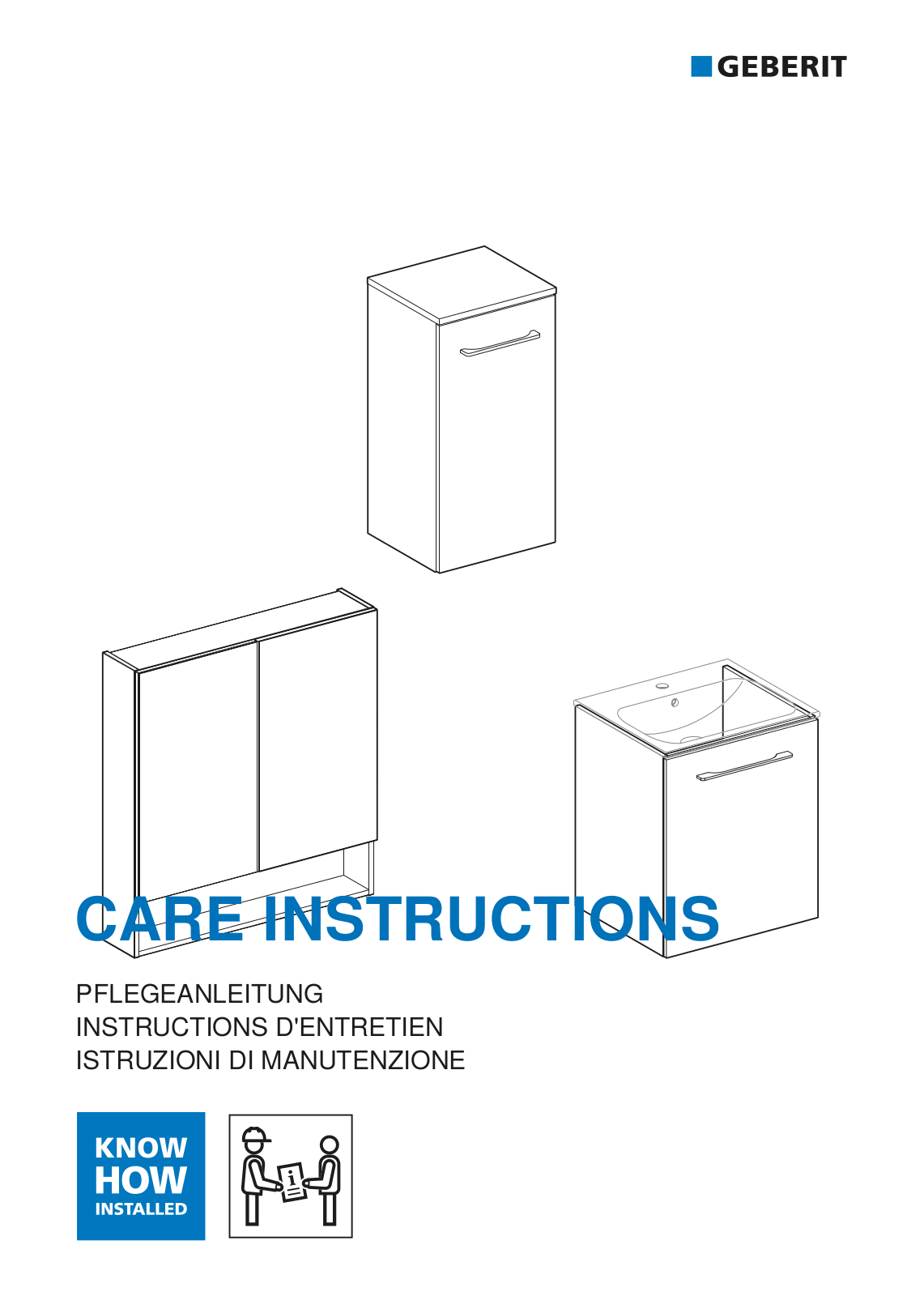 Geberit 862360000, 862350000, 869030000, 869000000 CARE INSTRUCTIONS