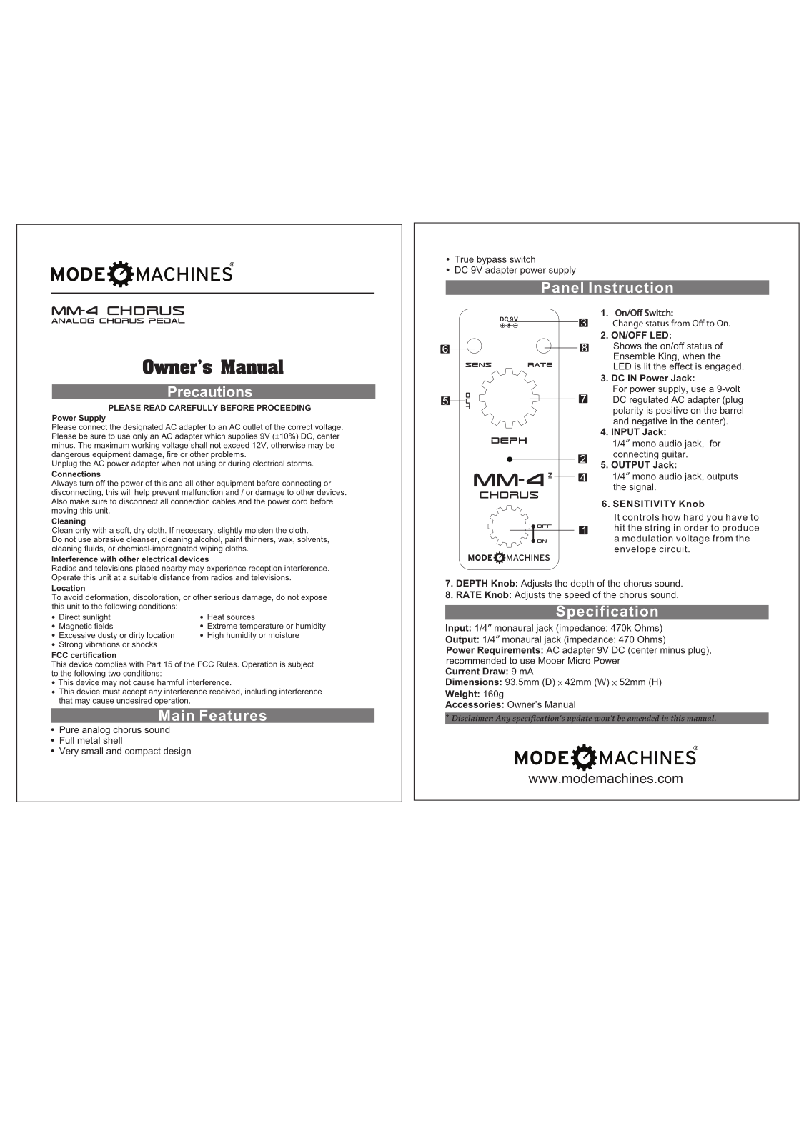 Mode machines MM-4 User Manual - ManualMachine.com