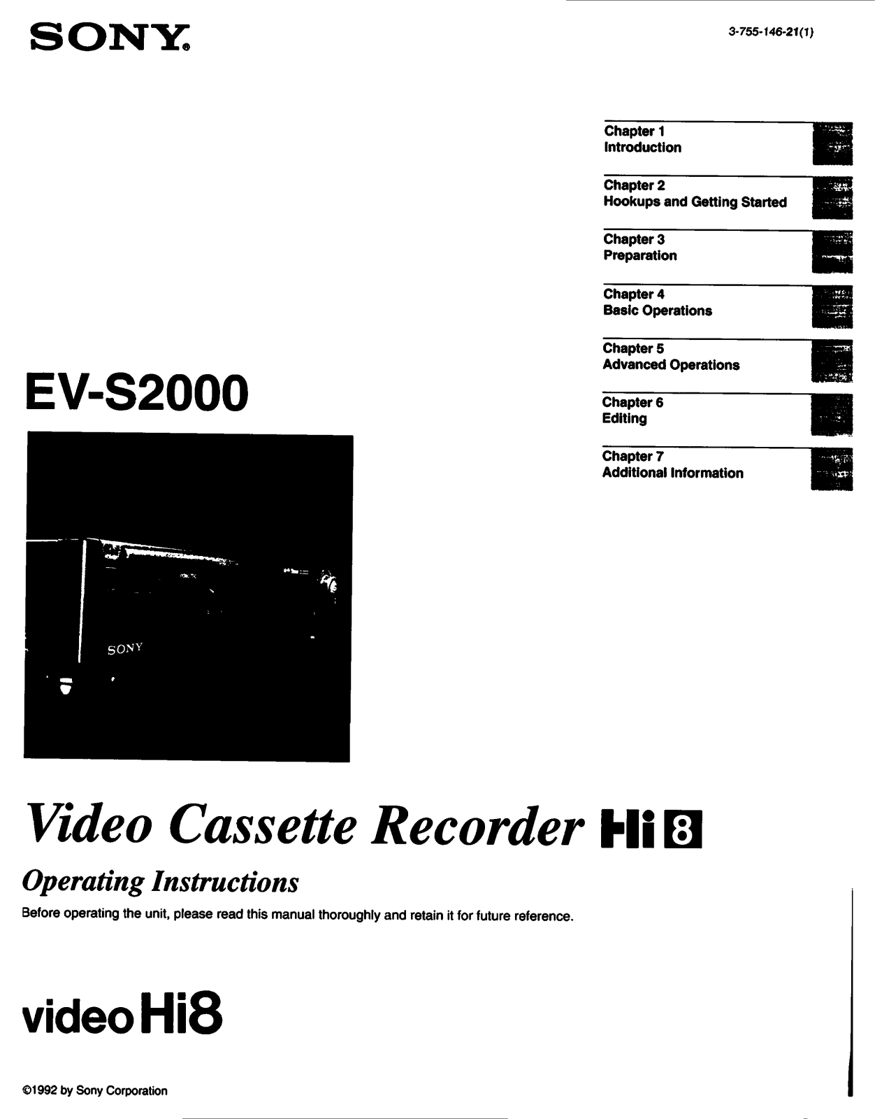 Sony EVS2000 Operating Manual