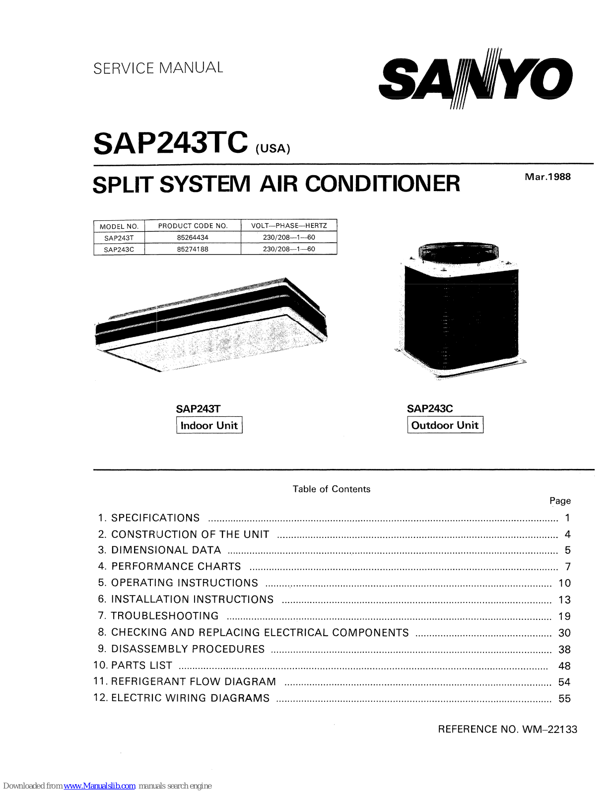 Sanyo SAP243TC Service Manual