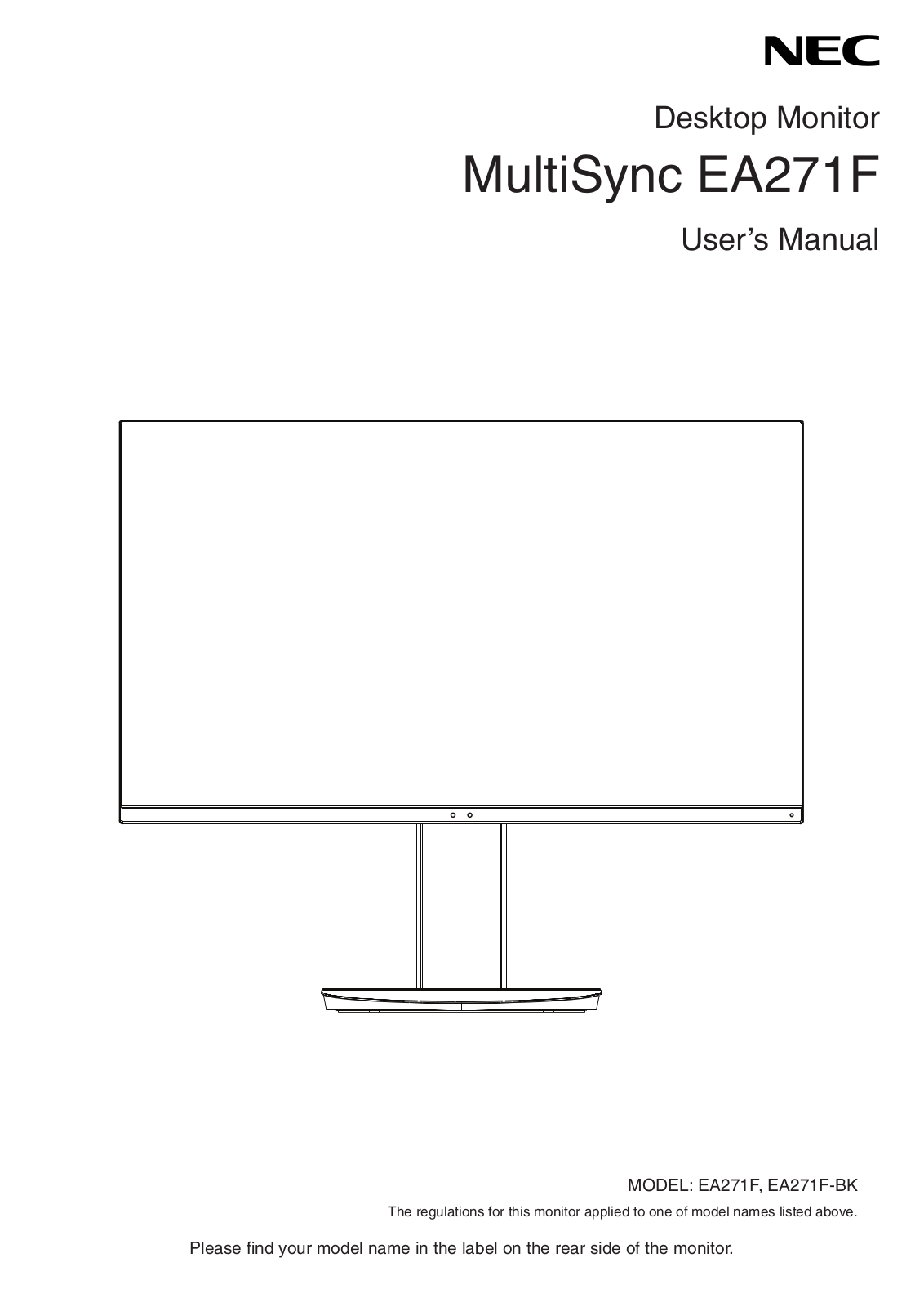 NEC EA271F User Guide