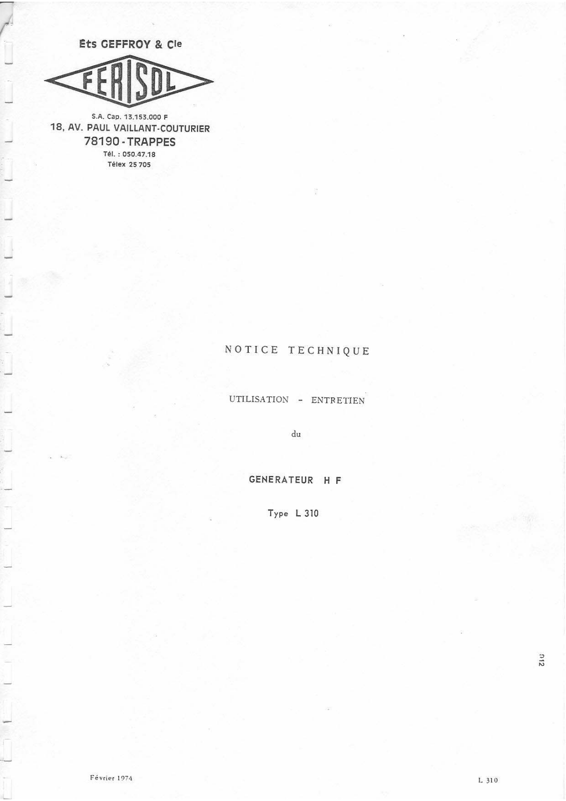 Ferisol L 310 Service manual - ManualMachine.com