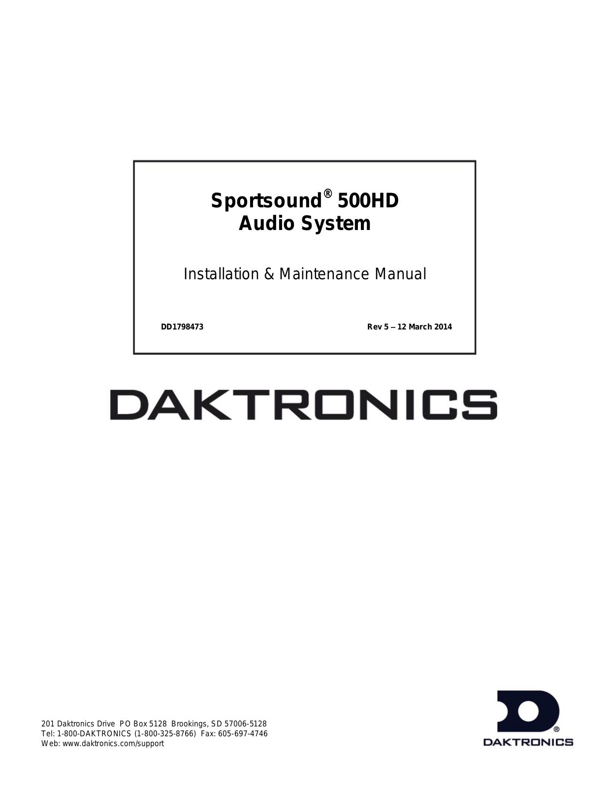 Daktronics Sportsound 500HD User Manual