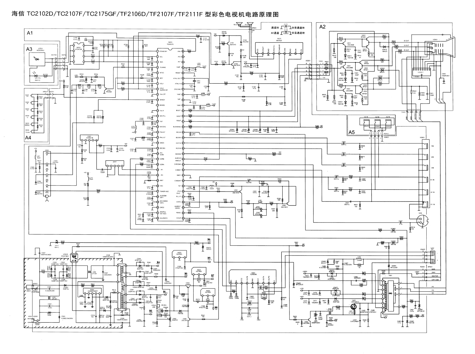 Hisense TC2102D, TC2107F, TC2175GF, TF2106D, TF 2107F Schematic