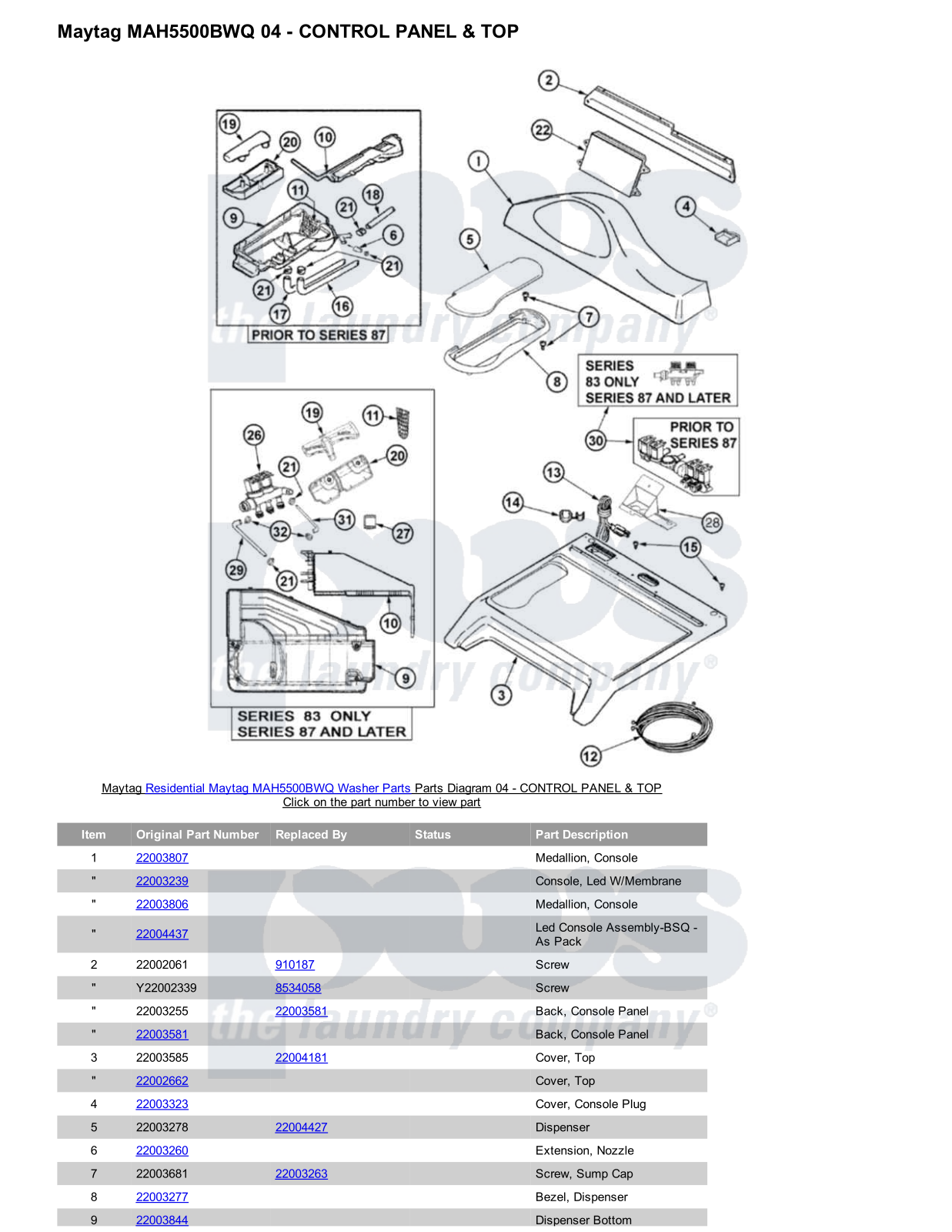 Maytag MAH5500BWQ Parts Diagram