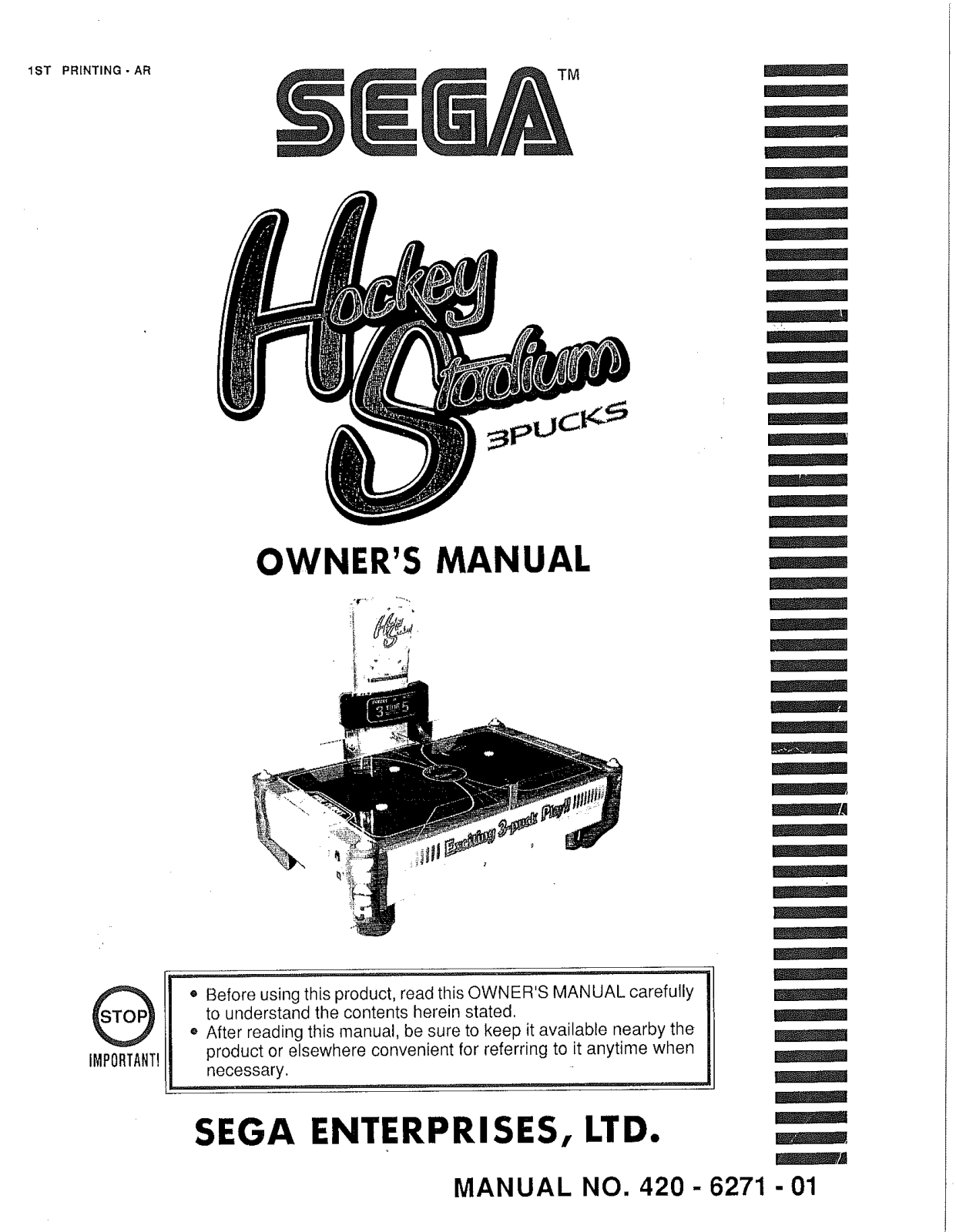 Sega HOCKEY STADIUM User Manual