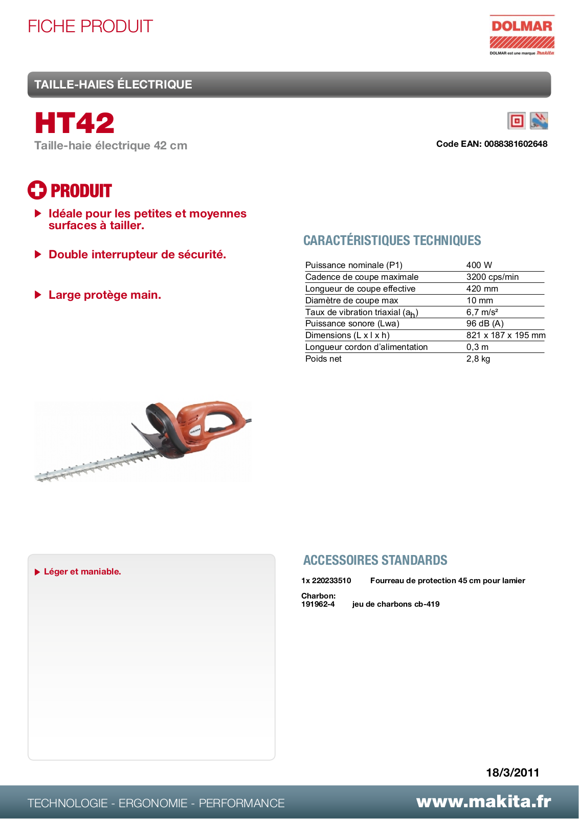 Dolmar HT42 Technical Description