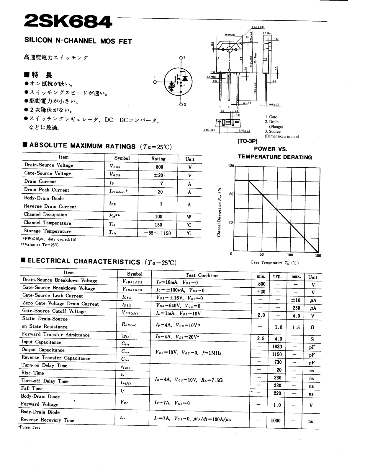 Datasheet 2SK684 Specification - ManualMachine.com