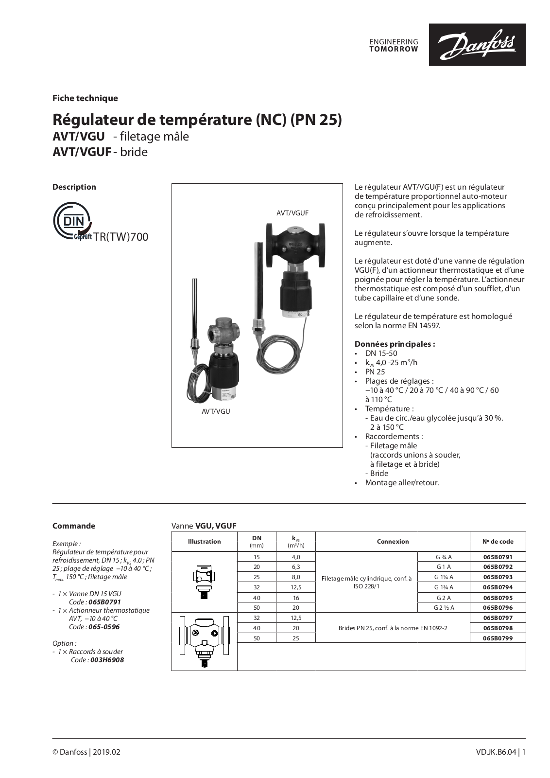 Danfoss AVT / VGU, AVT / VGUF Data sheet