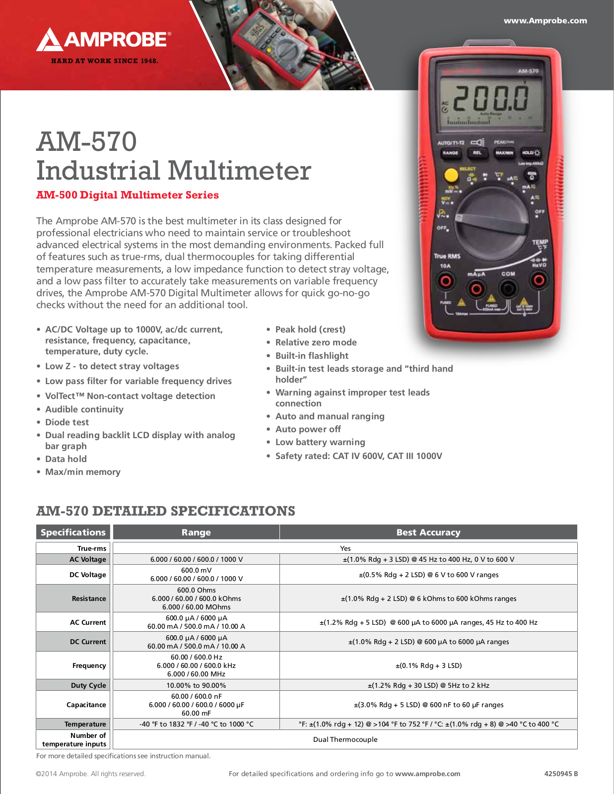 Amprobe AM-570-INDustrial Specifications