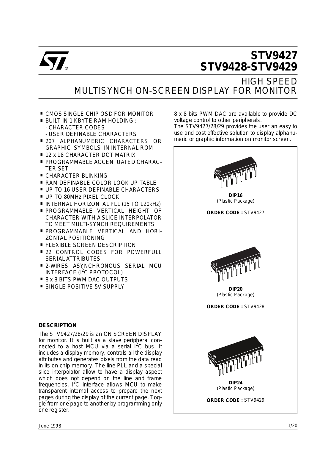 ST STV9427, STV9428, STV9429 User Manual