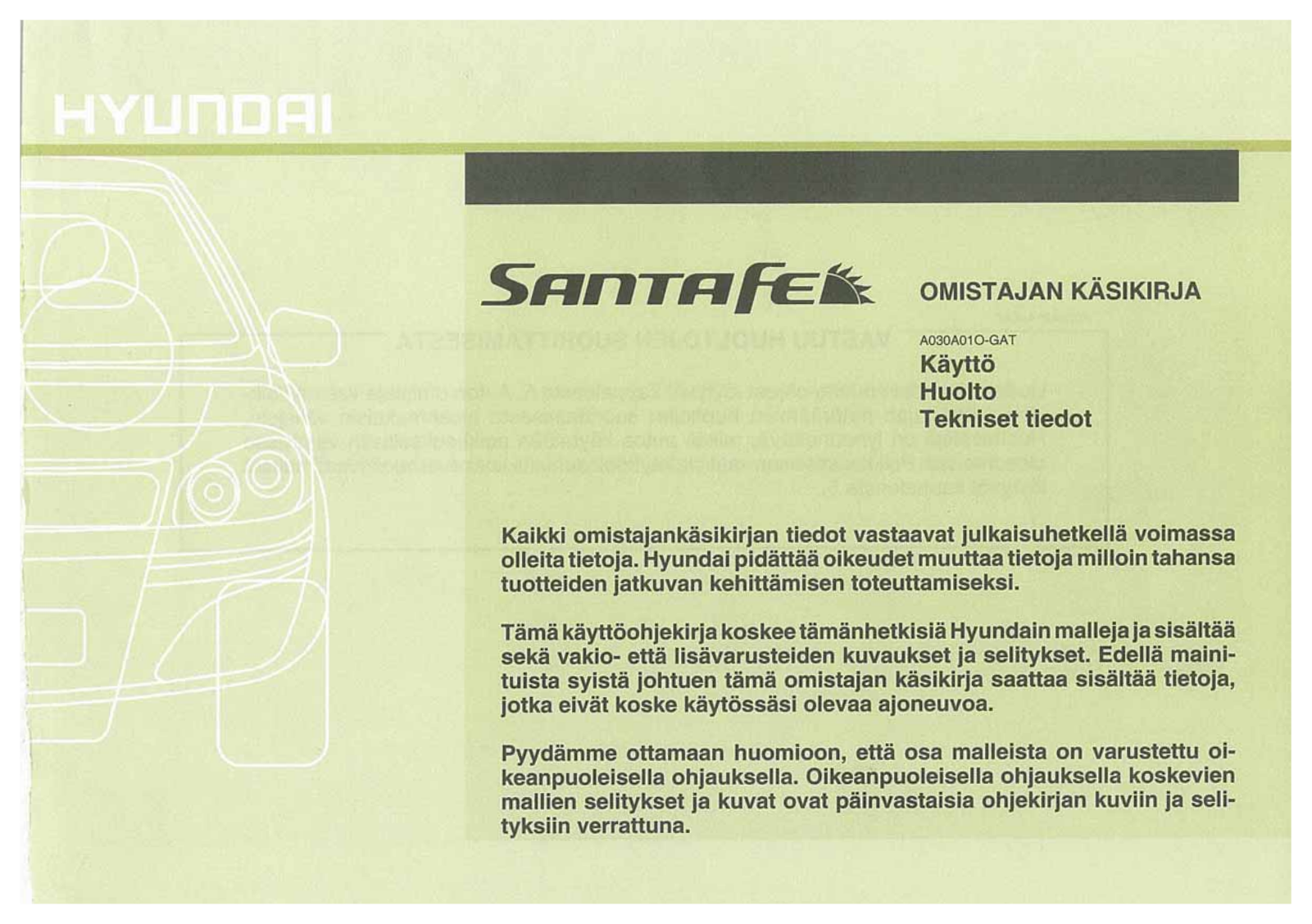 Hyundai Santa FE 2009 Owner's Manual