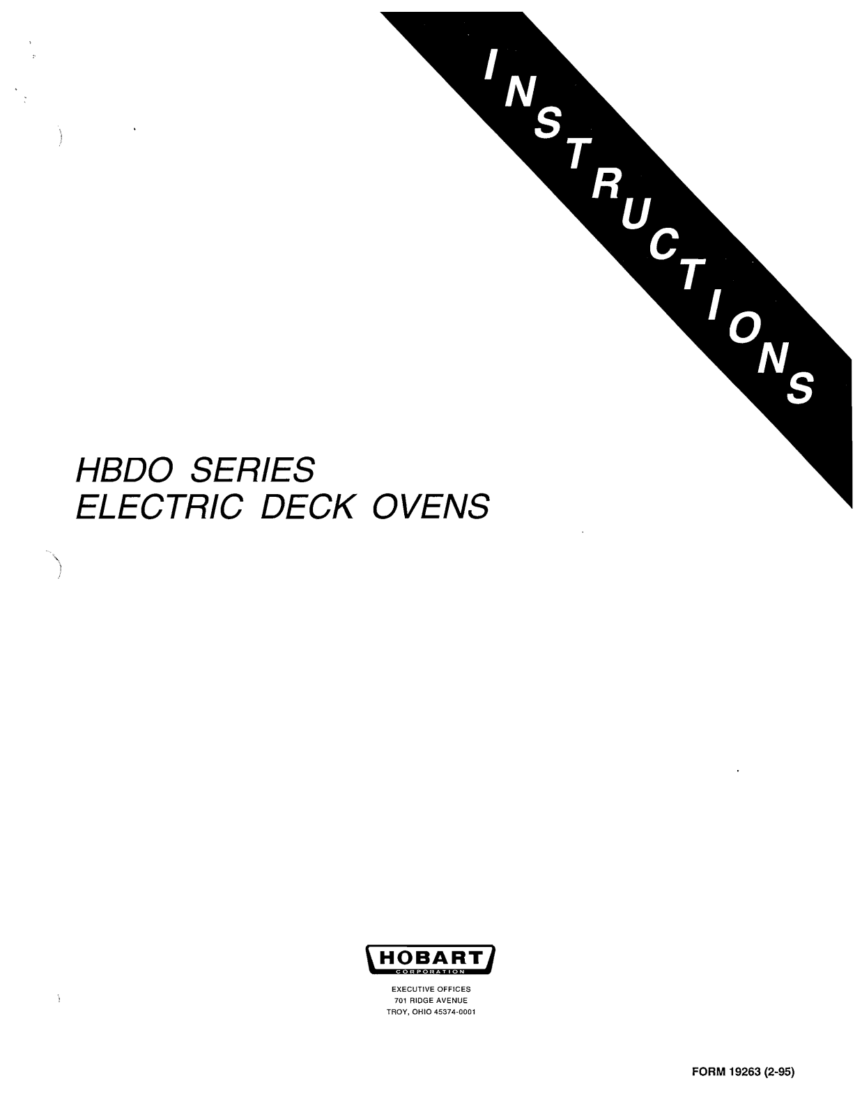 Hobart Food Machines HBDO Installation  Manual