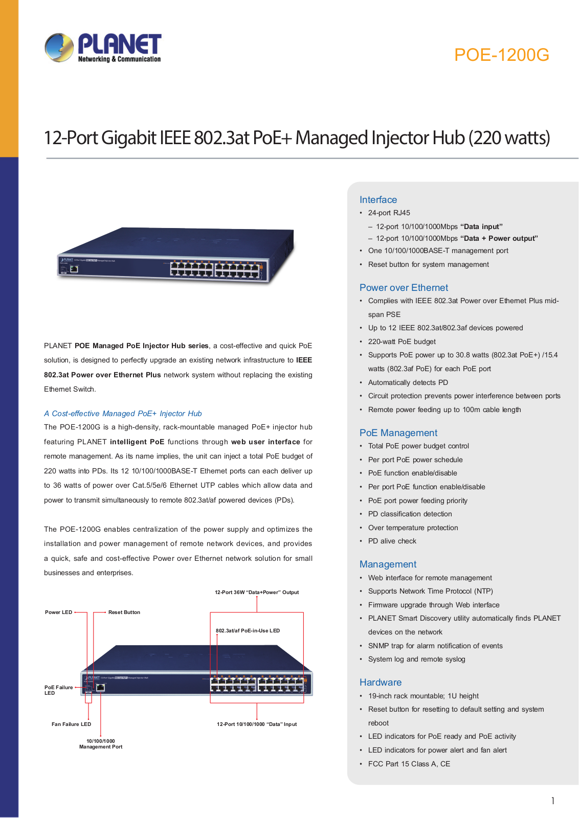 Planet POE-1200G User Manual