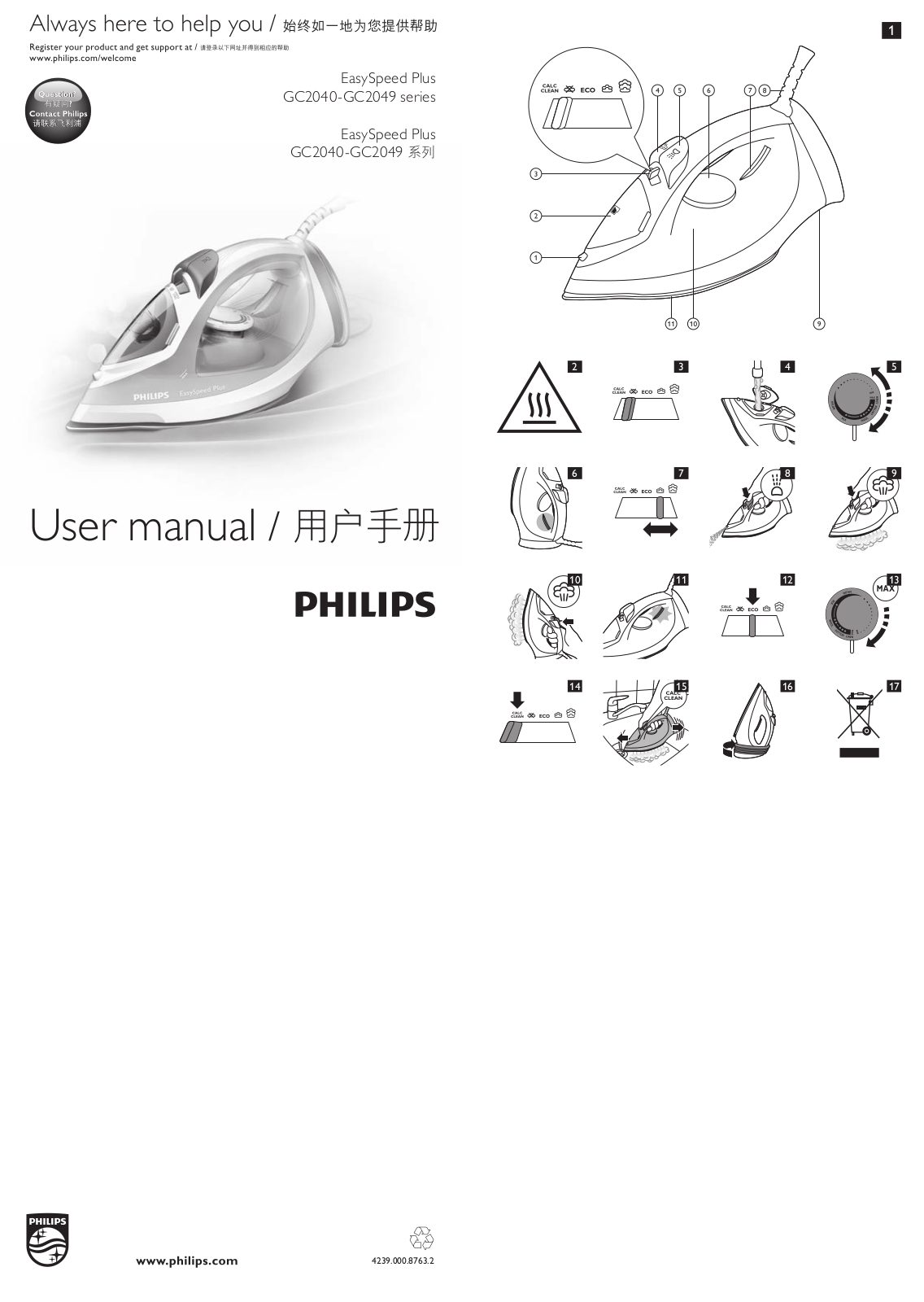 Philips EasySpeed Plus GC2040 series User Manual