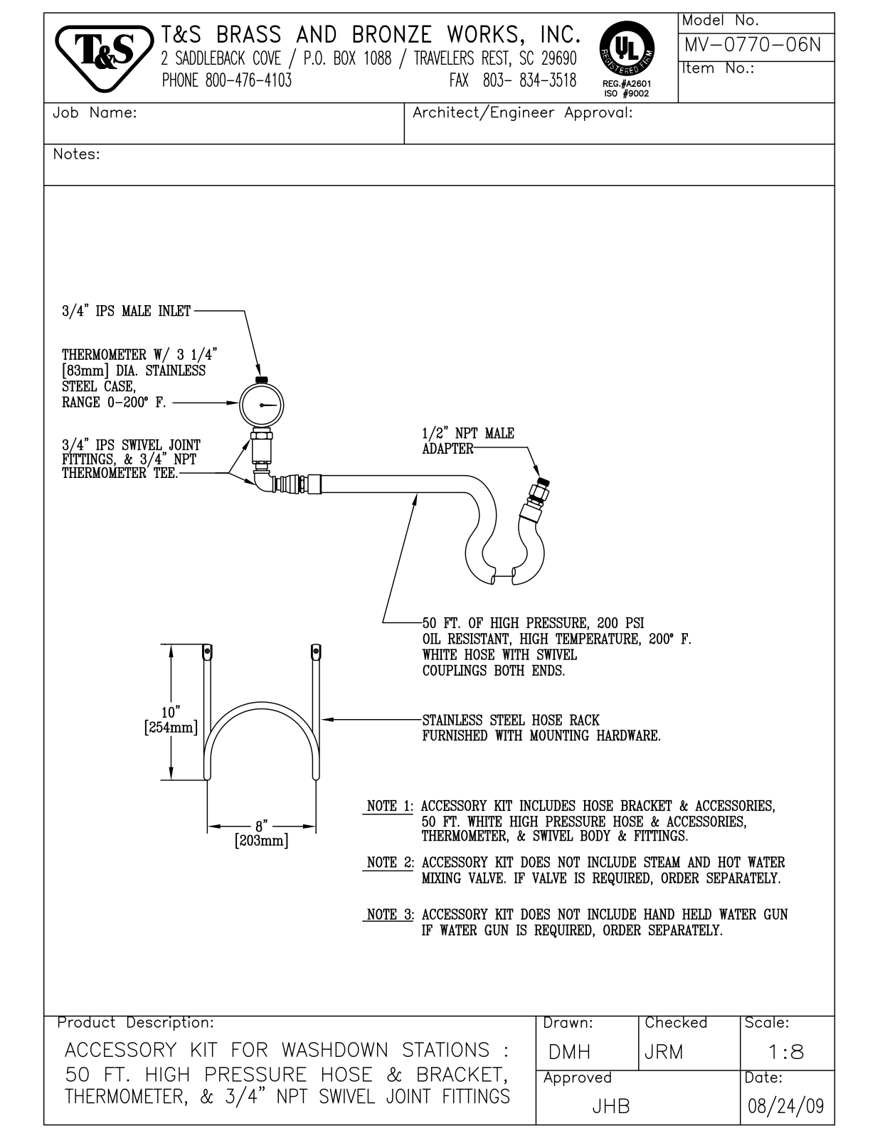 T&S Brass MV-0770-06N User Manual