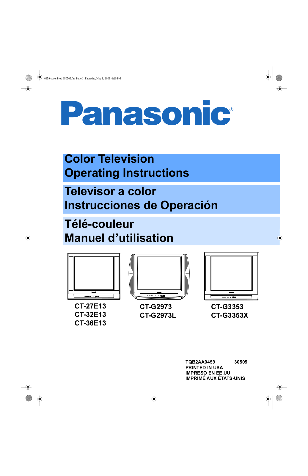 Panasonic CT-36E13G, CT-27E13UG, CT-27E13U, CT-32E13UG, CT-36E13UG User Manual