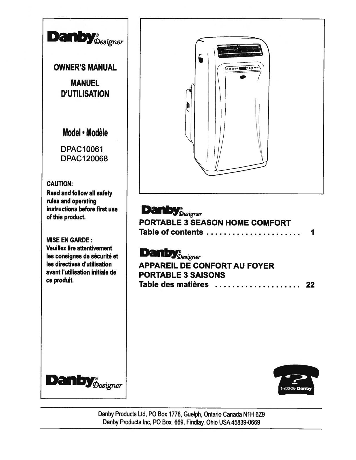 Danby DPAC120068, DPAC10061, Designer DPAC120068, Designer DPAC10061 User Manual
