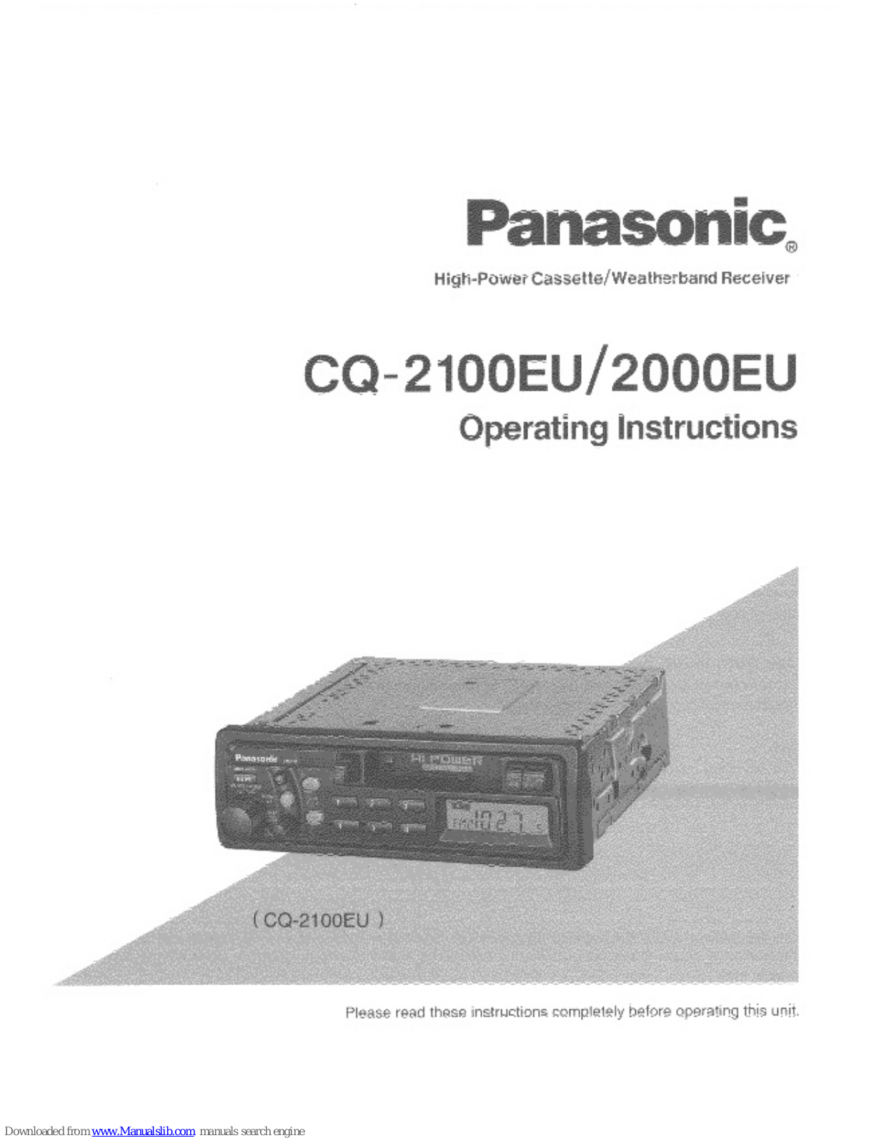 Panasonic CQ-2000EU, CQ-2100EU Operating Instructions Manual