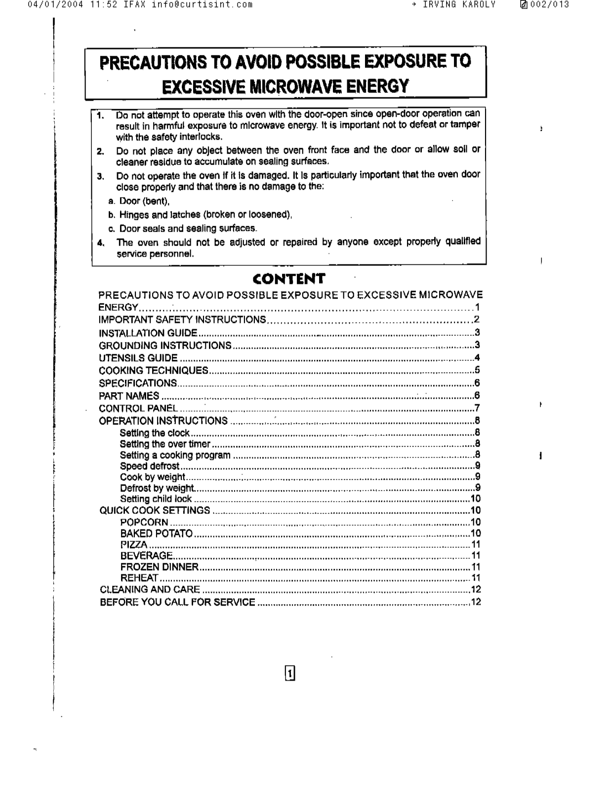 RCA RMW757 User Manual