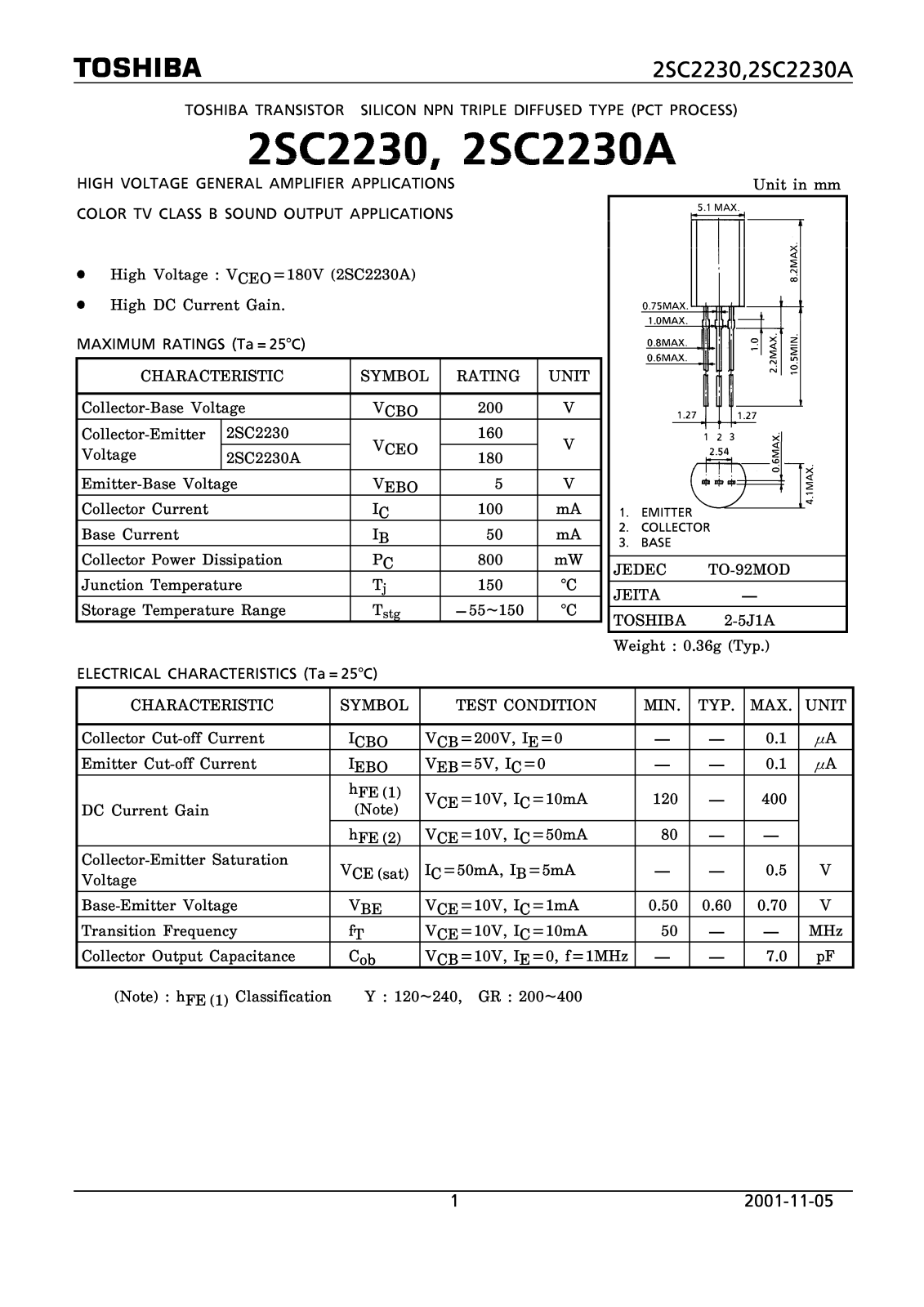 Datasheet 2SC2230 Specification - ManualMachine.com