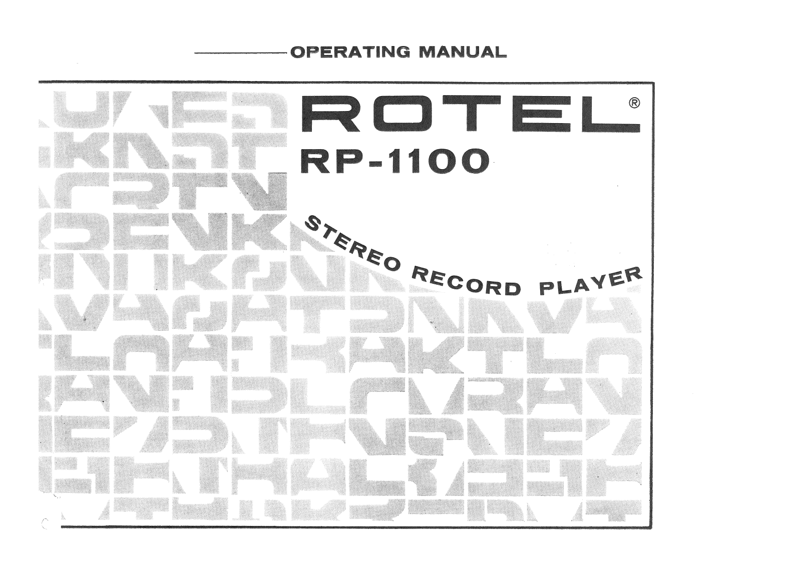 Rotel RP-1100 Owners manual