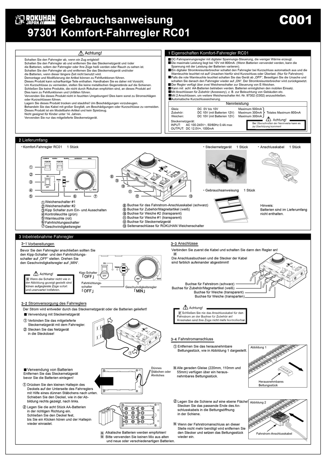 Rokuhan RC01 Instruction Manual