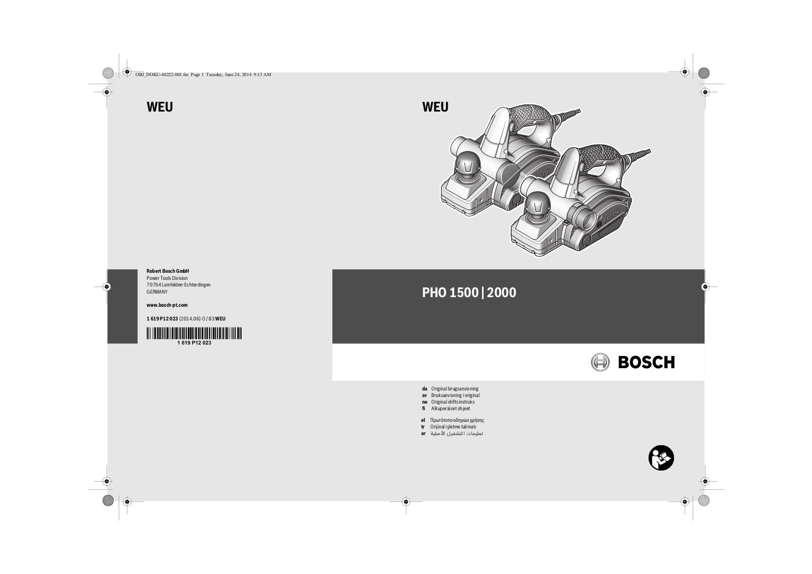 Bosch PHO 1500, PHO 2000 User guide