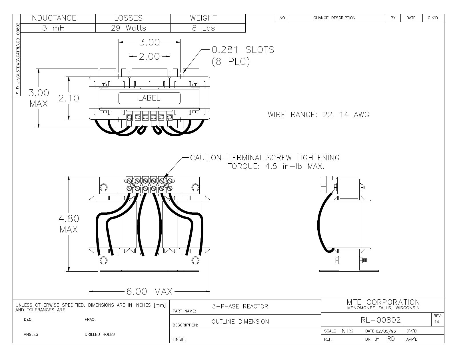 MTE RL-00802 CAD Drawings