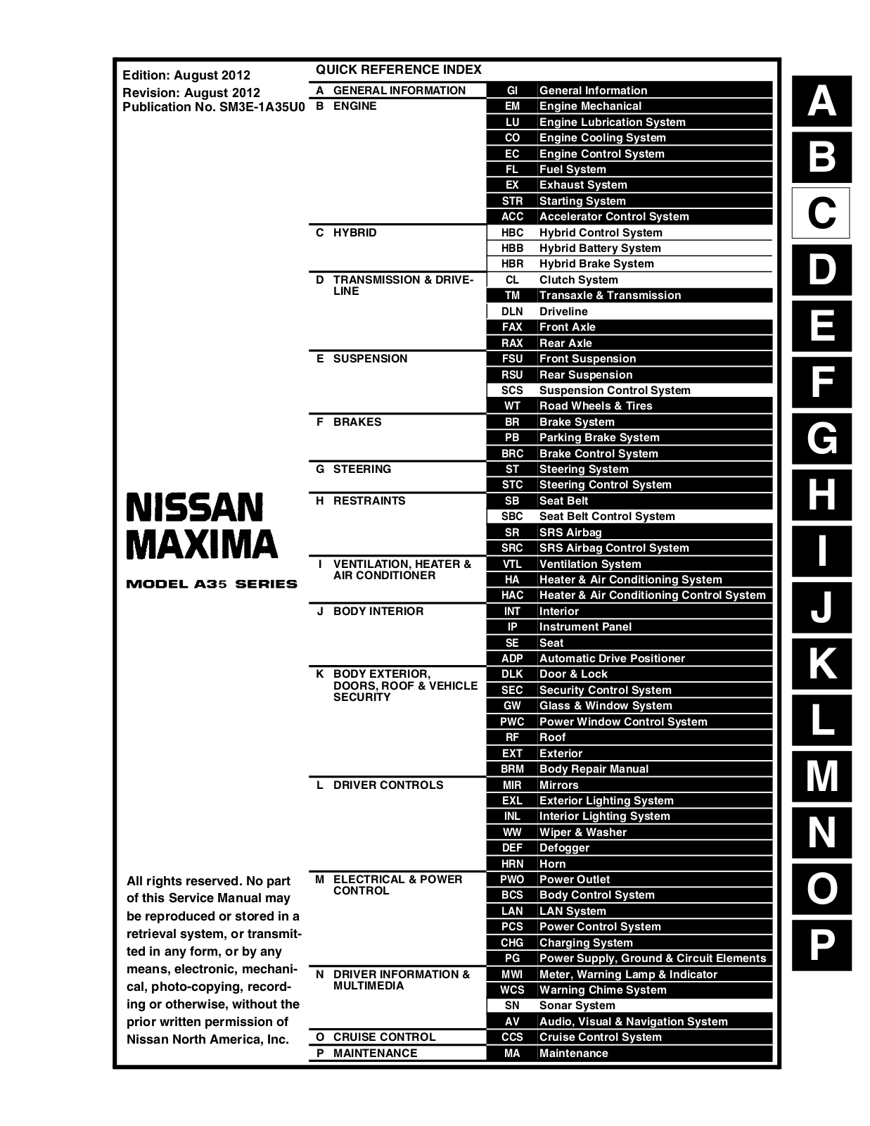 Nissan Maxima 2013 User Manual