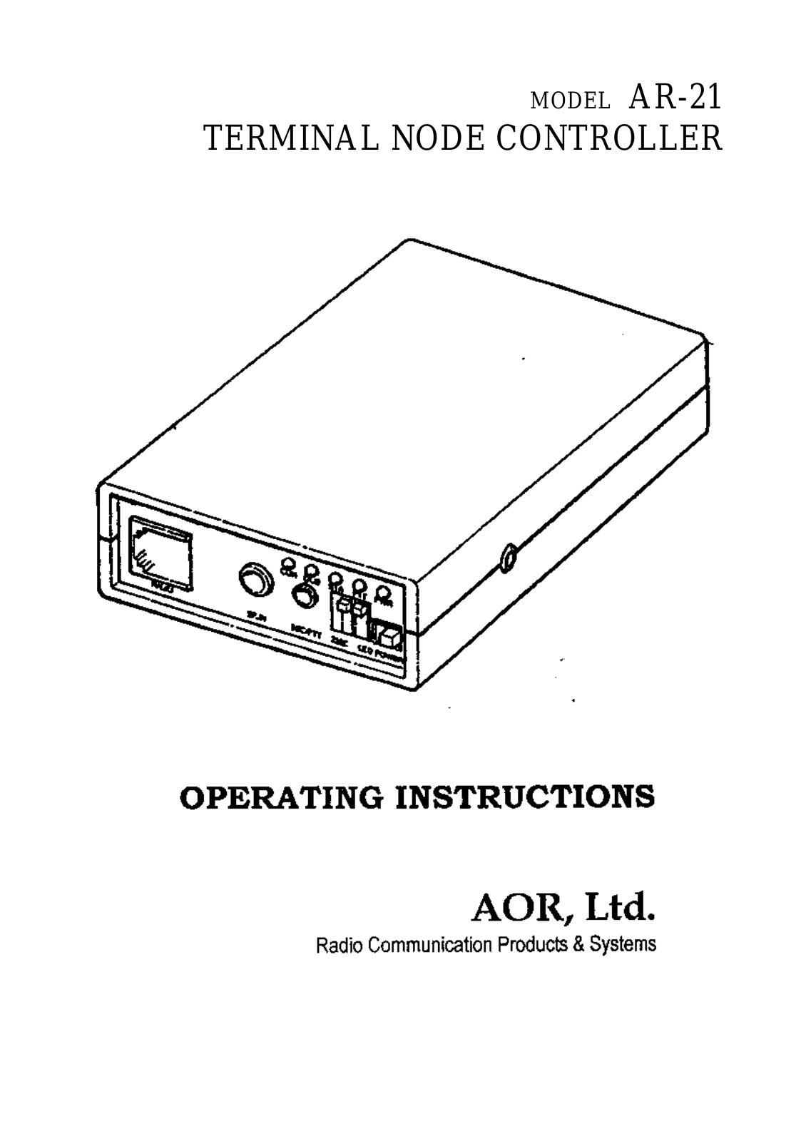 AOR AR21 Operating Instructions