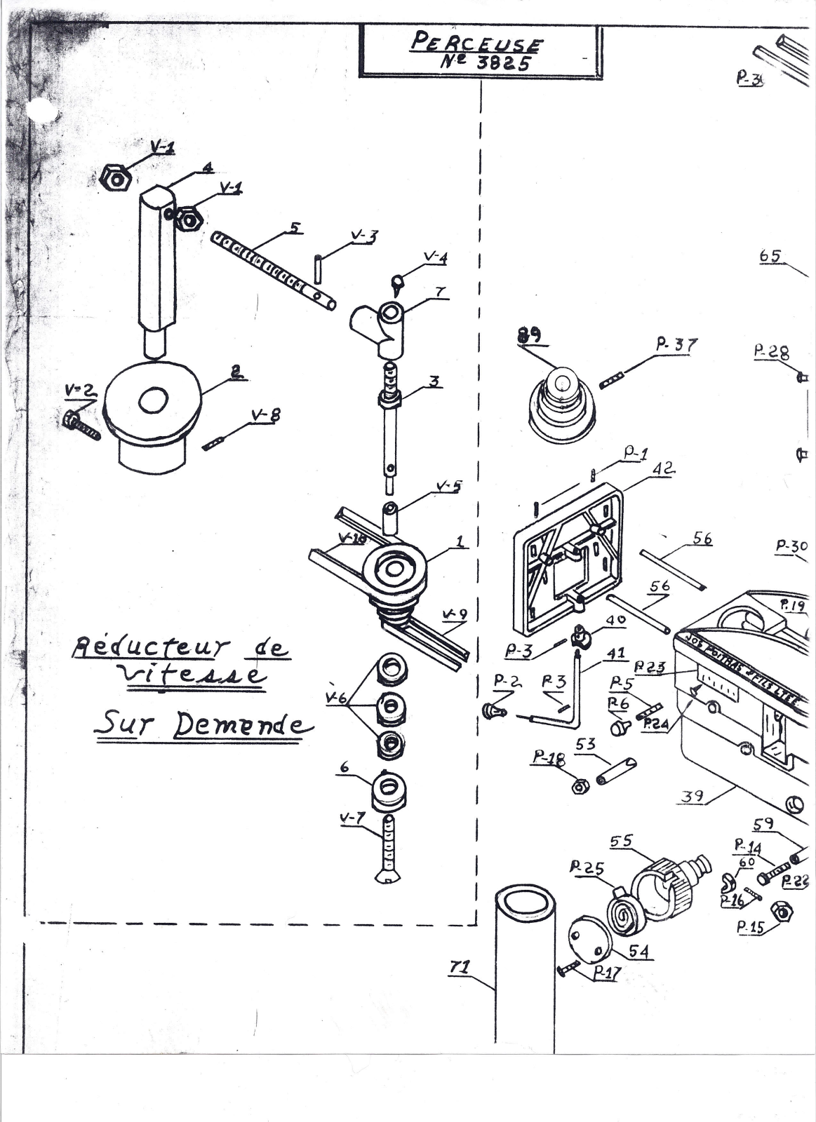 Jos Poitras & Sons 3825 Mortiser — drawing Mortisers - ManualMachine.com