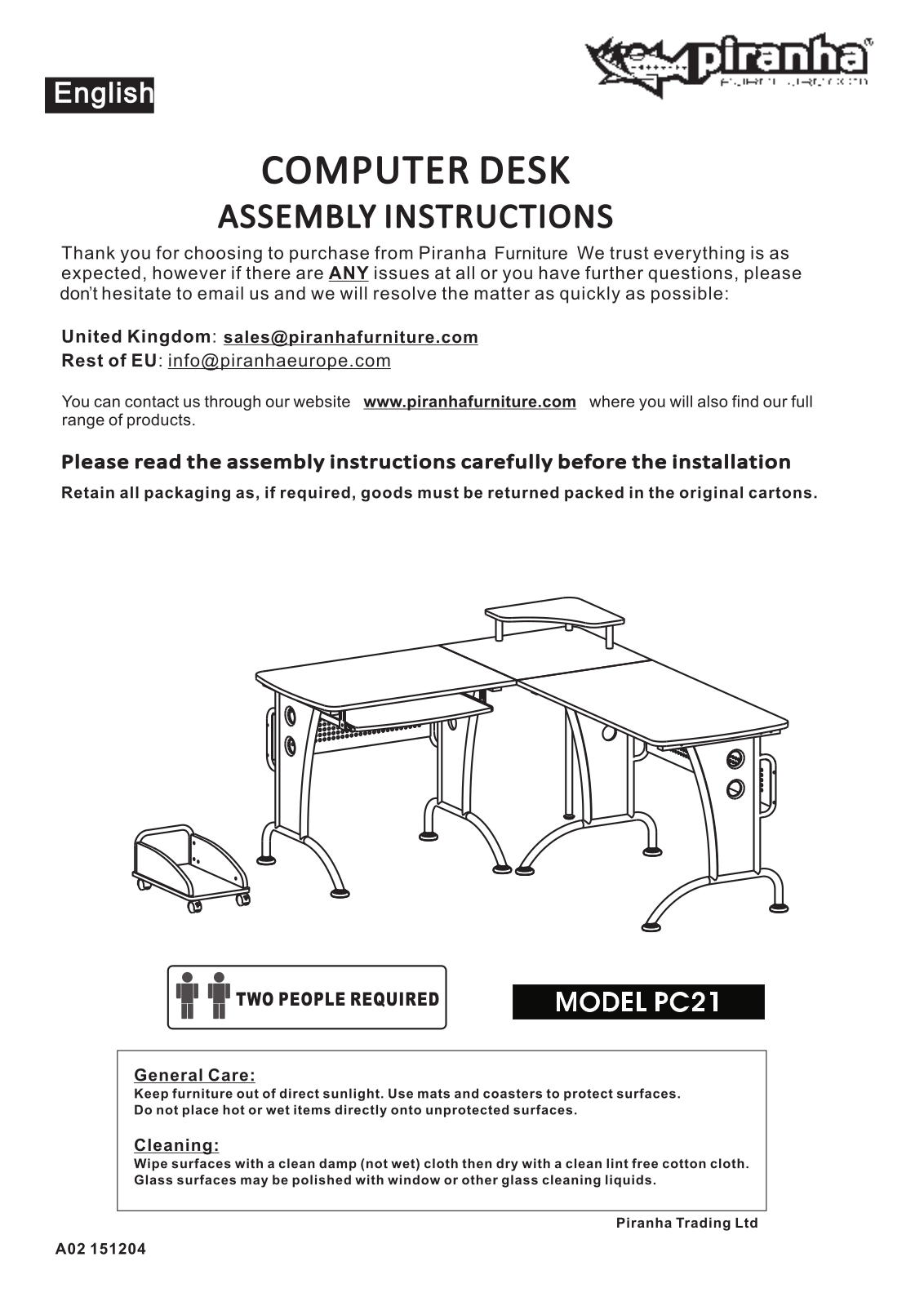 Piranha PC 21 User Manual - ManualMachine.com