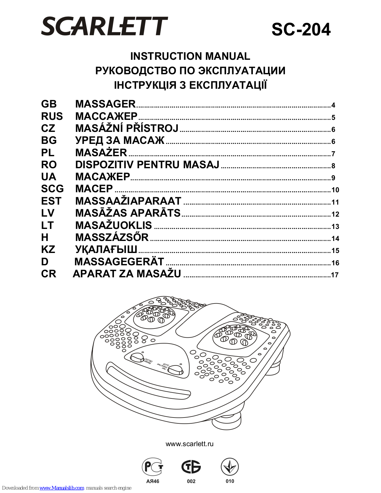 Scarlett SC-204 Instruction Manual