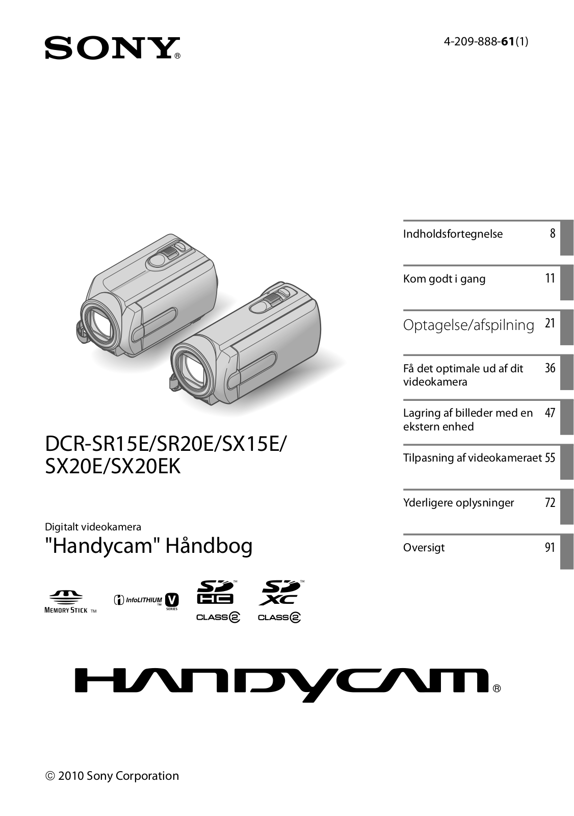 Sony DCR-SR15E, DCR-SX20EK, DCR-SX15E, DCR-SR20E User Manual