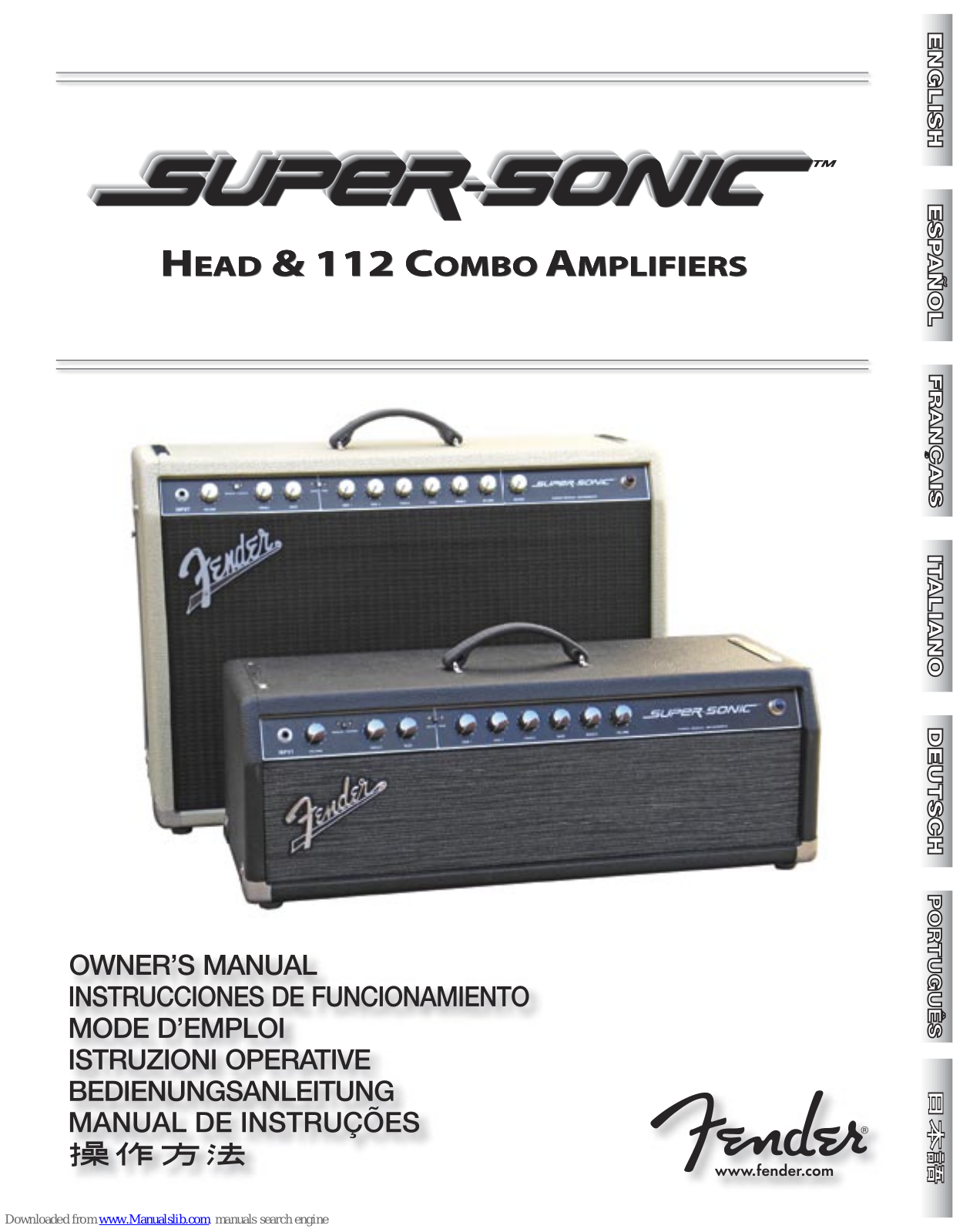 Fender Super-Sonic Combo Amplifiers, Super Sonic 112, Super-Sonic Head Owner's Manual