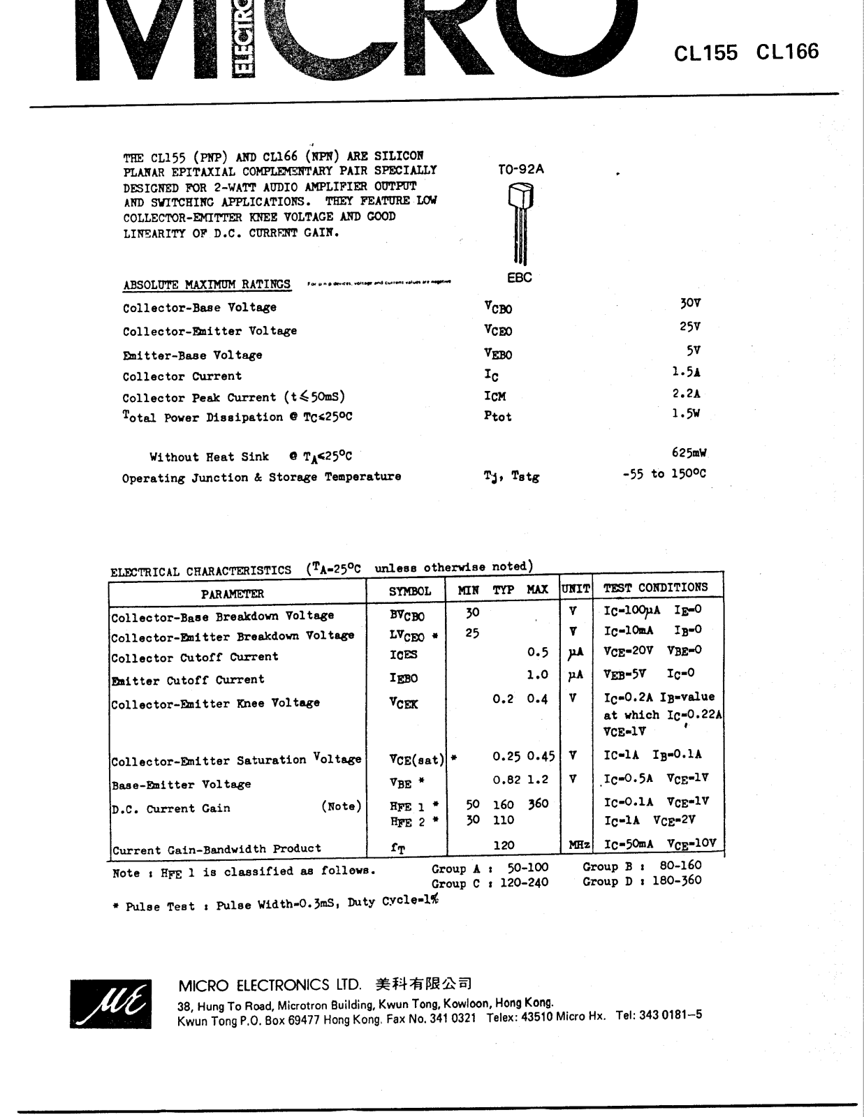 ME CL166, CL155 Datasheet