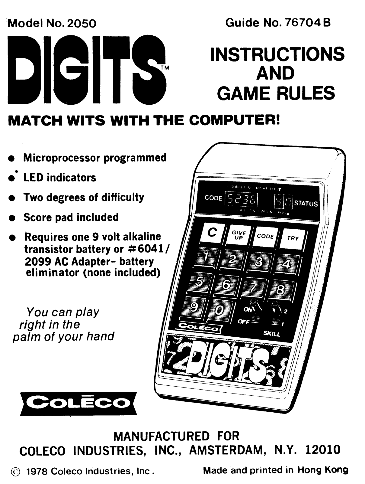 Coleco Digits User Guide