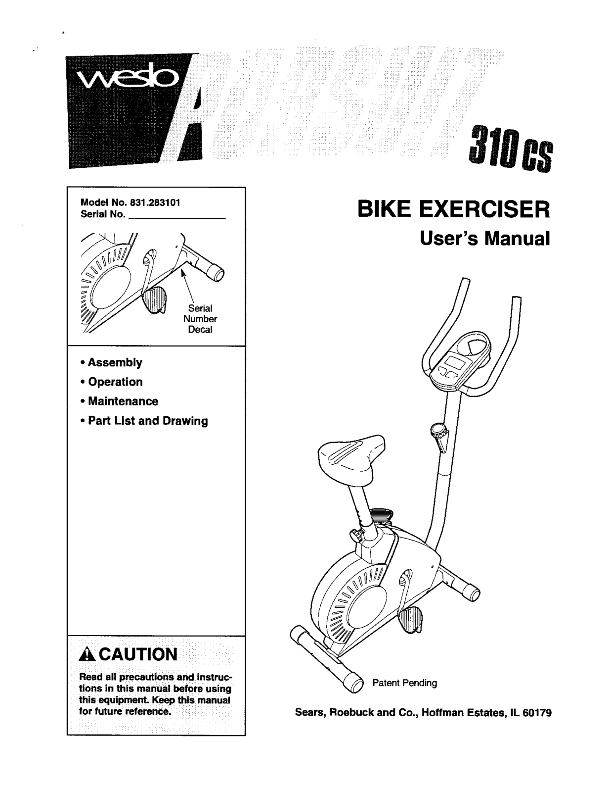 Weslo 831283101 Owner’s Manual - ManualMachine.com