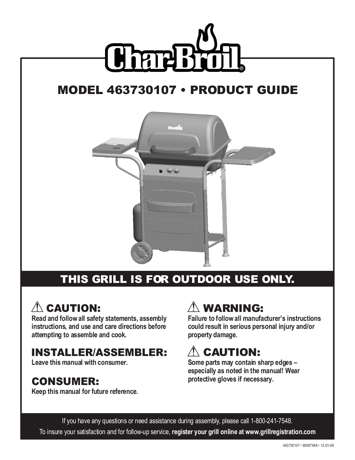 Charbroil 463730107 Owner's Manual