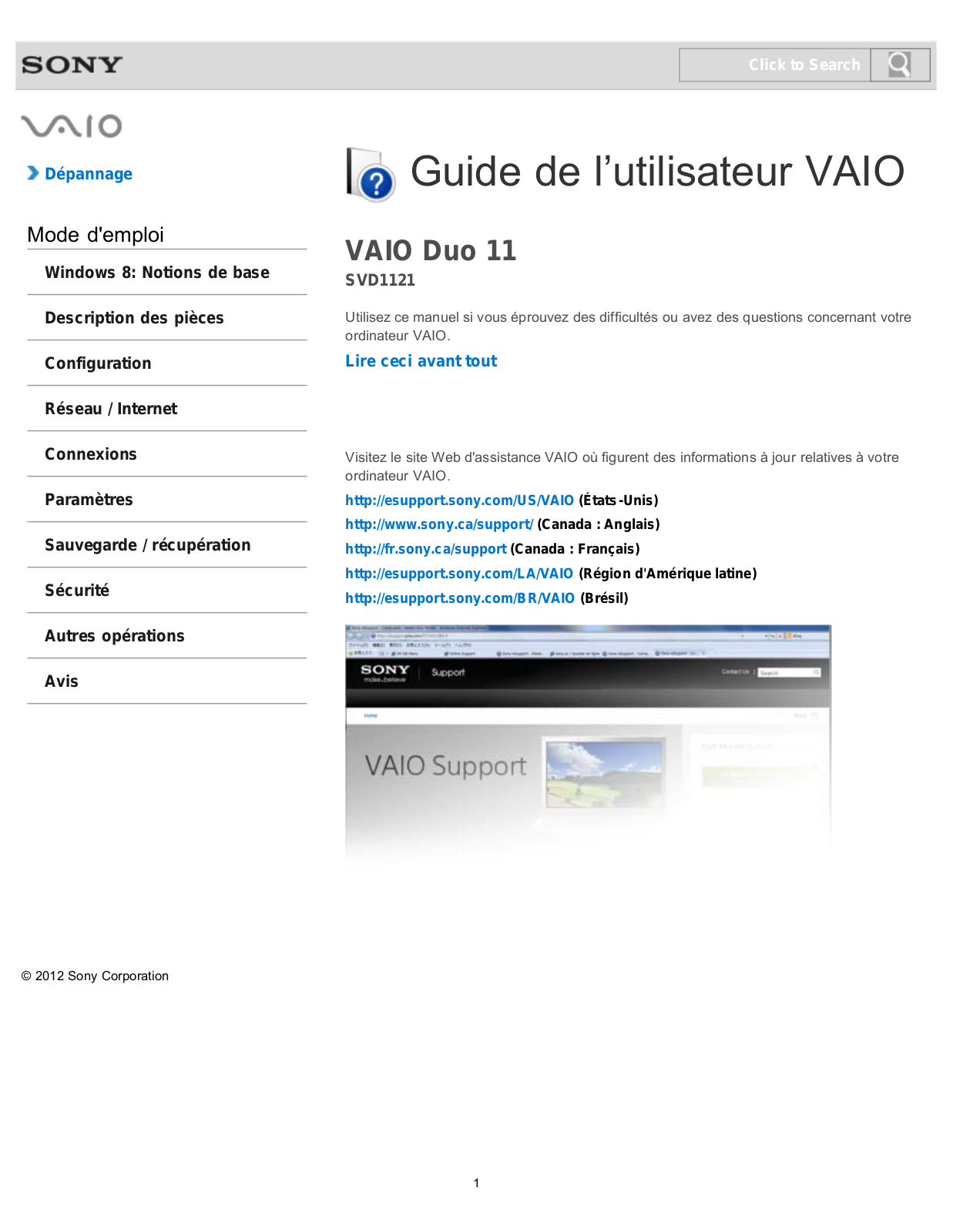 SONY SVD1121 User Manual