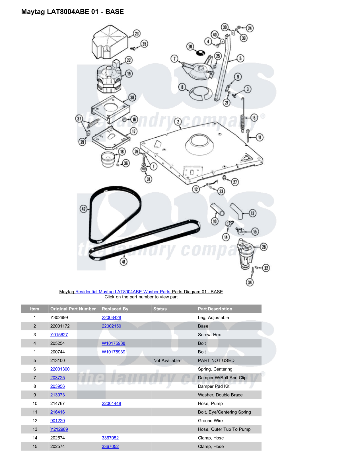 Maytag LAT8004ABE Parts Diagram