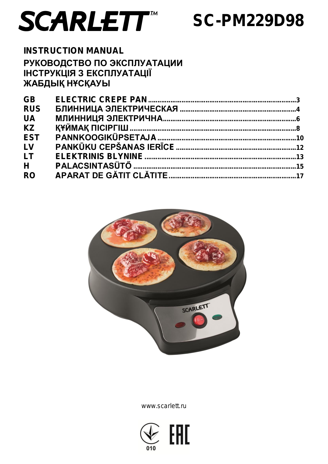 Scarlett SC-PM229D98 User Manual