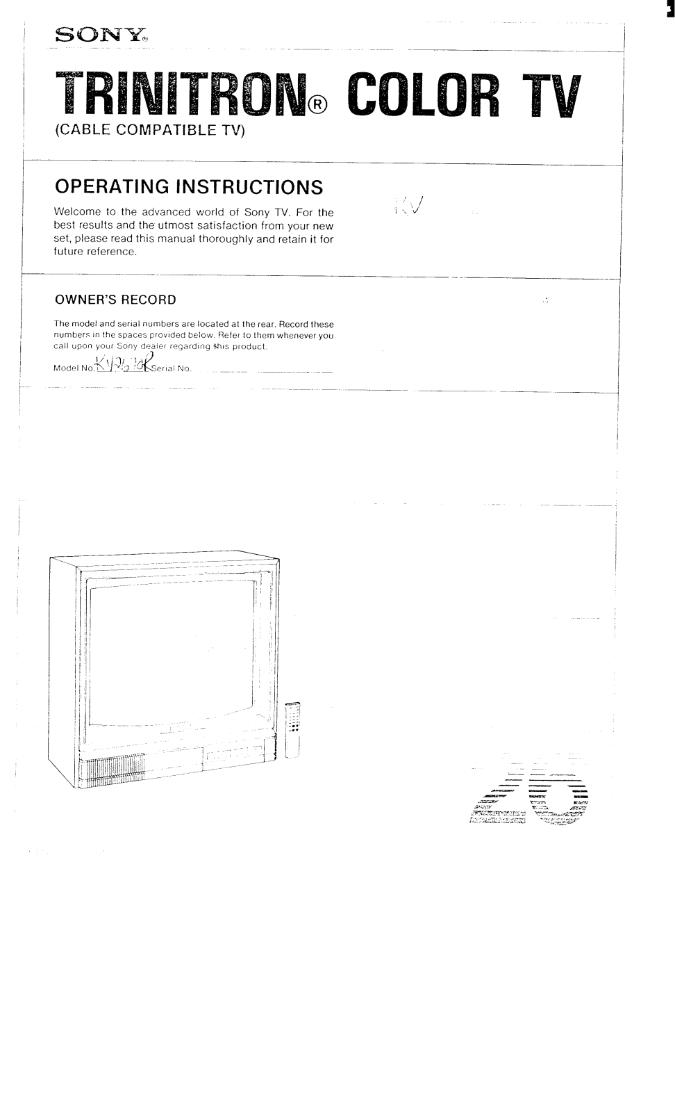 Sony KV-2670R Operating Manual