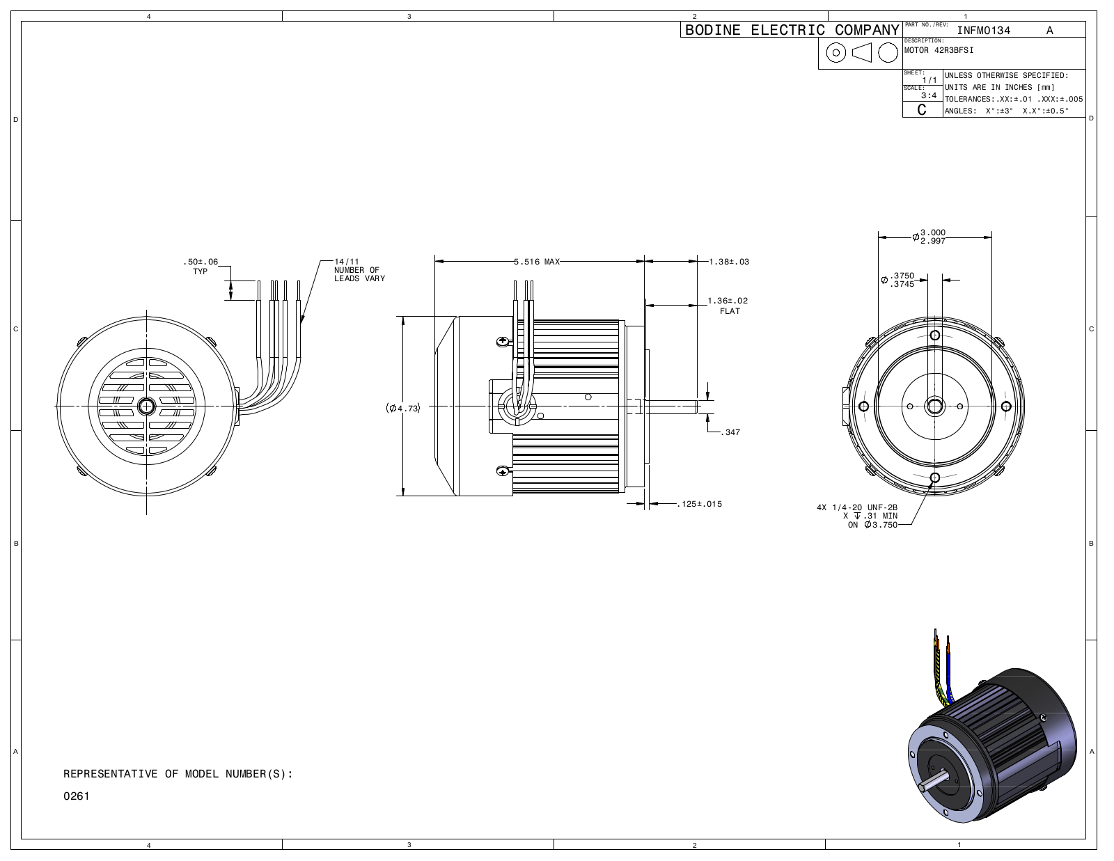 Bodine 0261 Reference Drawing