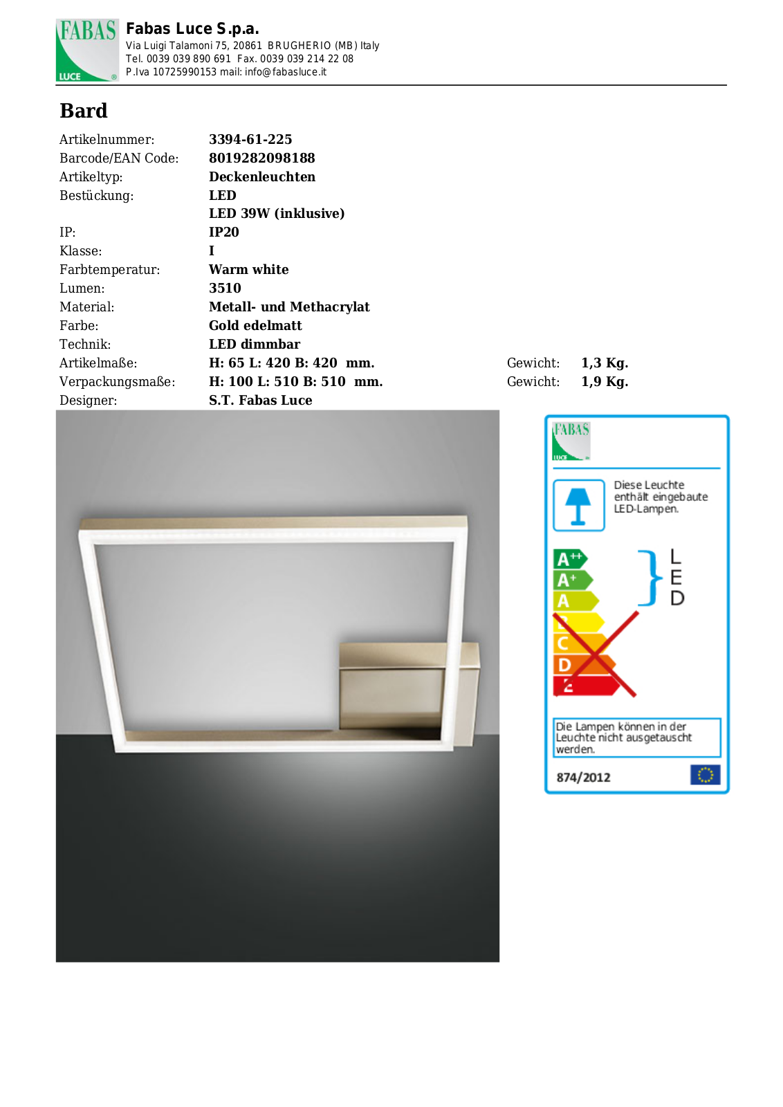 Bard 3394-61-225 User Manual