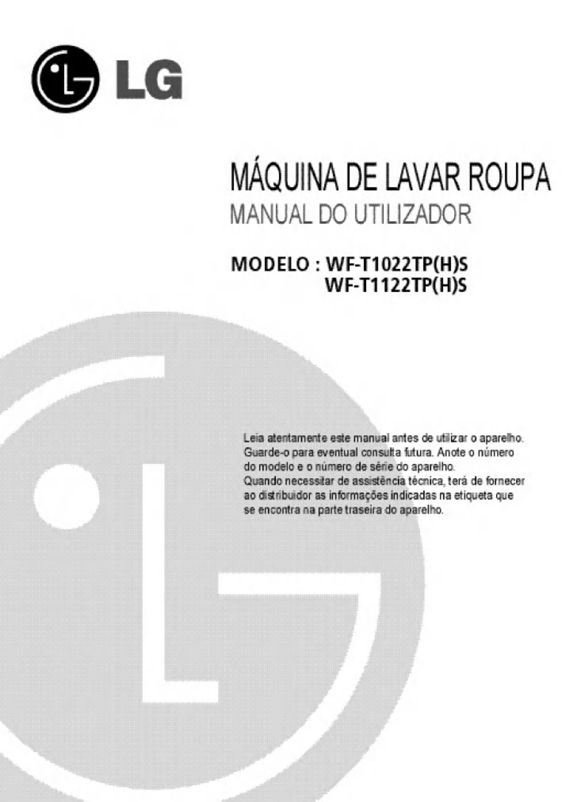 LG WF-T1022TPX User manual