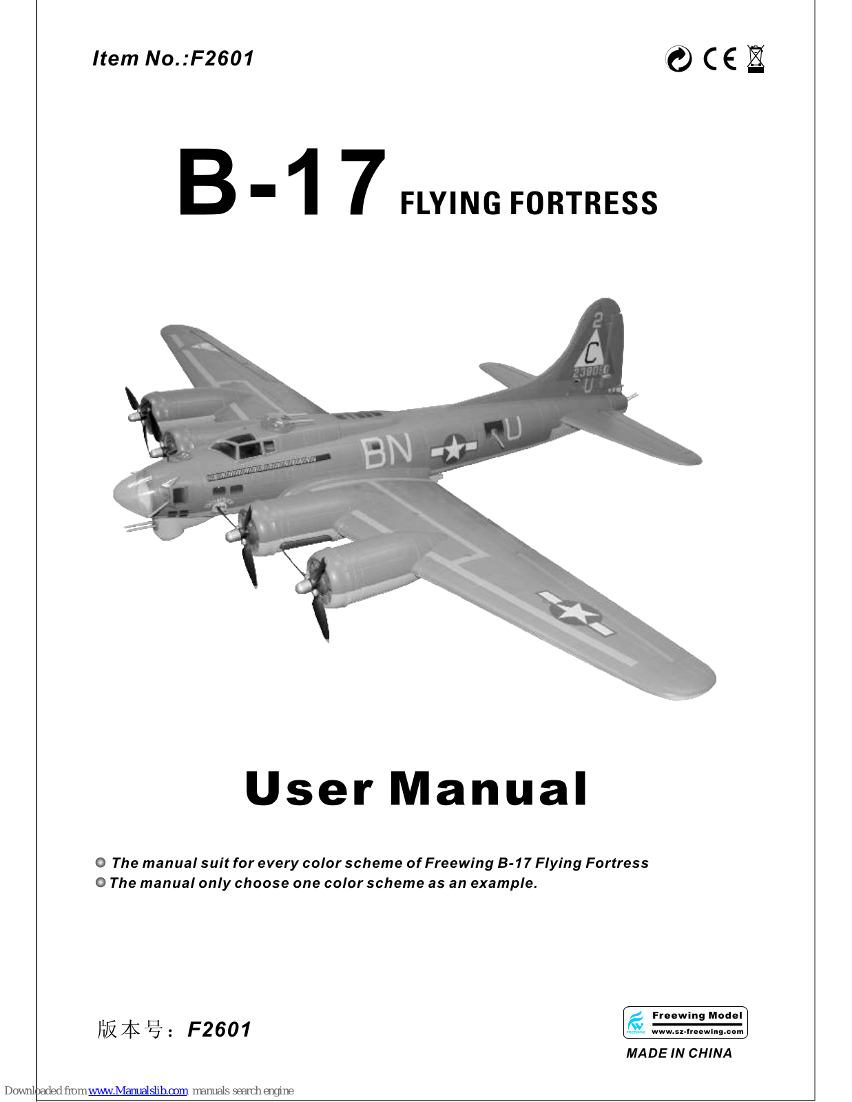 Freewing B-17 Flying Fortess User Manual - ManualMachine.com